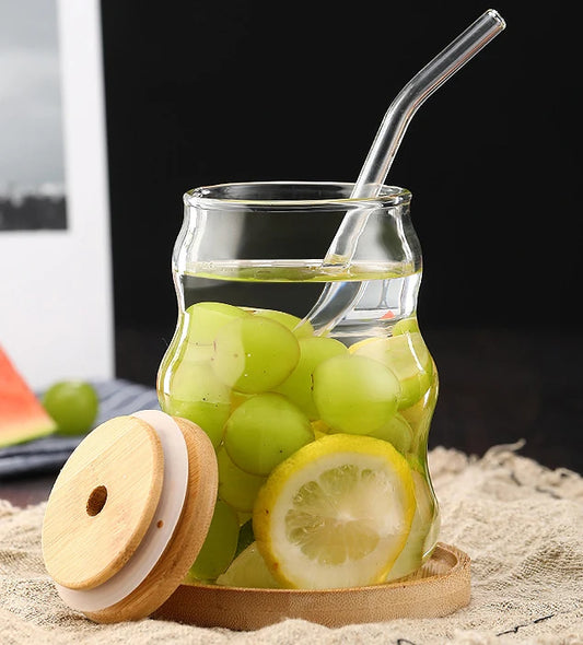 Mali Cups - Striped Exotic Mason Jar Cup w/ Lid & Straw