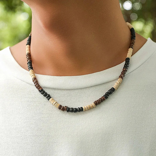 Men's Mali Necklace - Wooden Bead