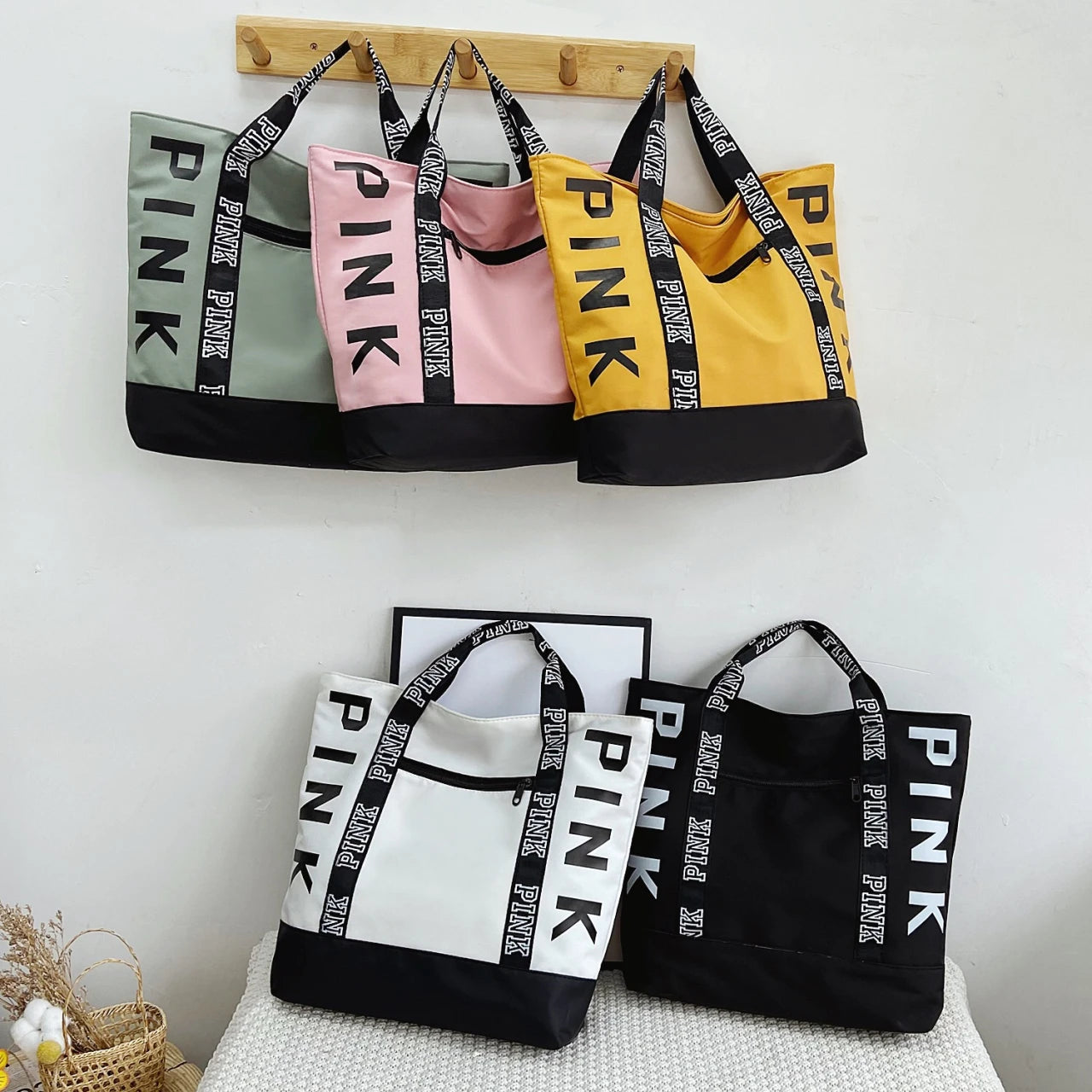 PINK Letter-Print Shoulder Bag