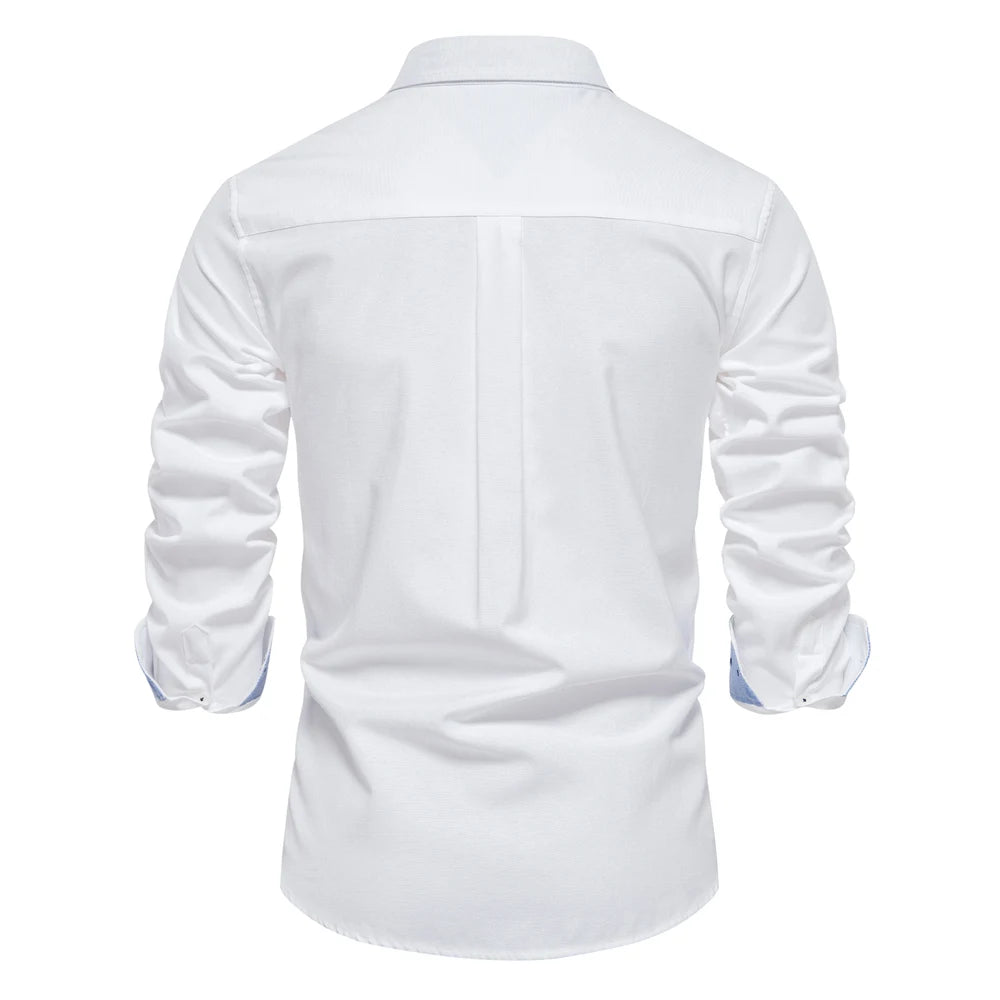 AIOPESON New Spring Cotton Blend Men's Oxford Shirt Long Sleeve Button Down Social Buinesss Casual Shirts for Men