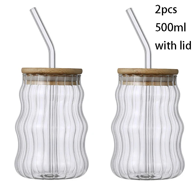 Mali Cups - Striped Exotic Mason Jar Cup w/ Lid & Straw