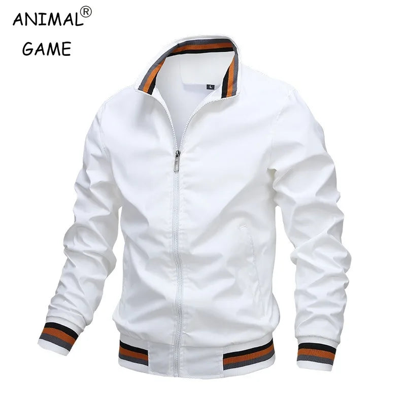 Autumn and Winter Men's Stand Collar Casual Zipper Jacket Outdoor Sports Coat Windbreaker Jacket for Men Waterproof Bomber