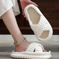 1pc Plus Size Lady Flat Fashion Trend Sweat-Absorbant Anti-Od Open Toe Cross Plush Fluffy Fur Home Slippers for Women