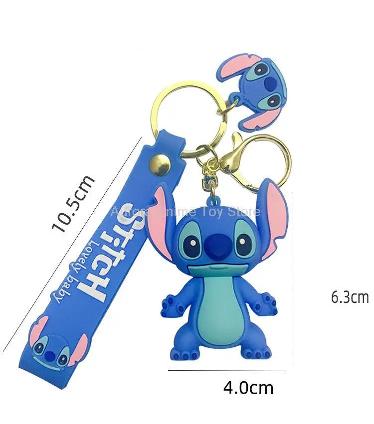 New Anime Disney Keychain Cartoon Mickey Mouse Minnie Lilo & Stitch Cute Doll Keyring Ornament Key Chain Pendant Kids Toys Gifts