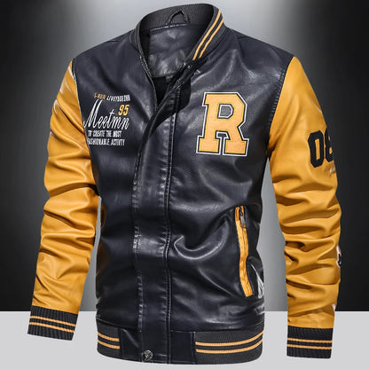 Marquis Autumn - Leather Baseball Bomber Jacket