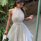 Strapless Sexy Sleeveless Chiffon White Dress Halterneck