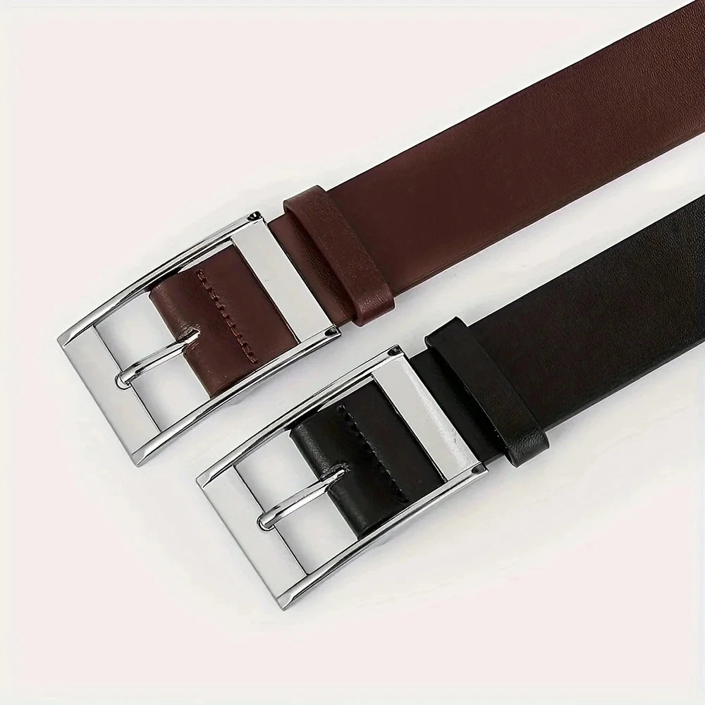 New Luxury Belt for Men PU Leather Belt Metal Pin Buckle High Quality Famous Brand Designer Waist Strap Belts for Jeans Men Belt