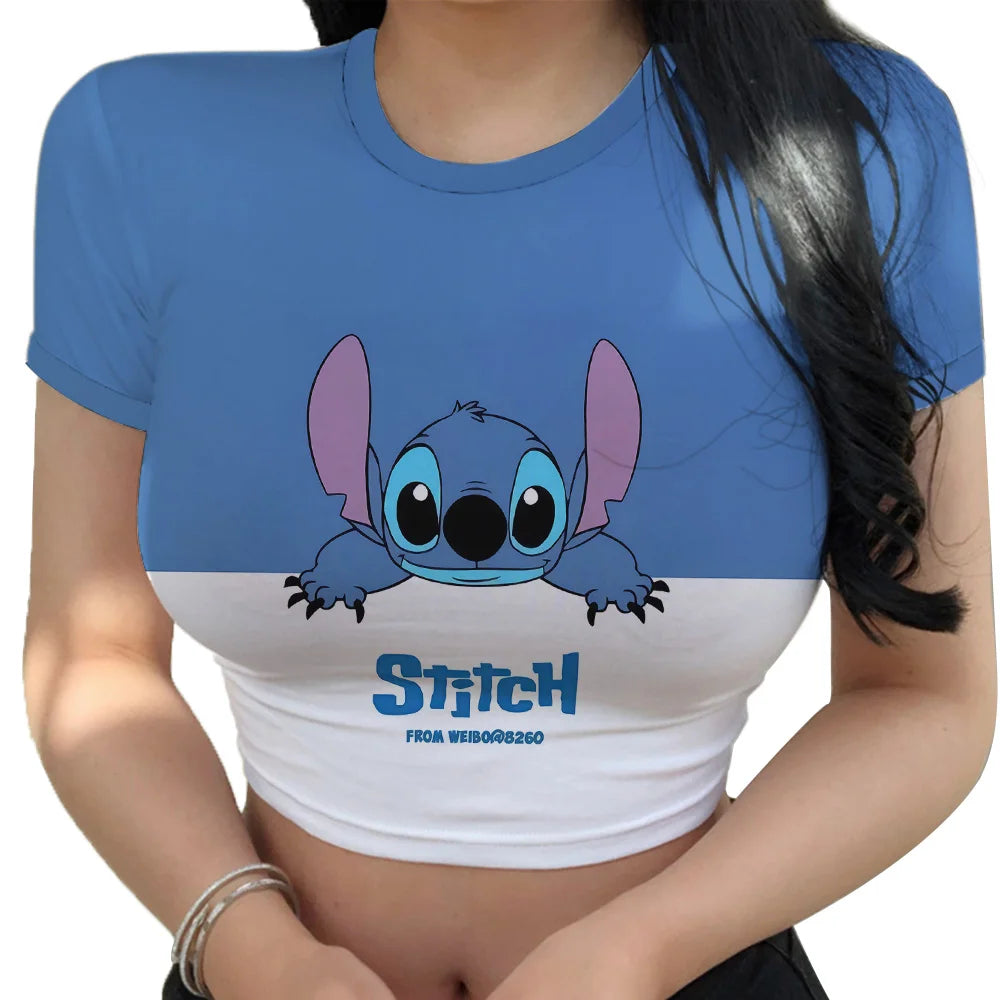 Stitch Graphic Crop Tops