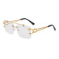 Fashion Metal Leopard Rimless Sunglasses Double Bridges Gradient Ocean Film Shades UV400