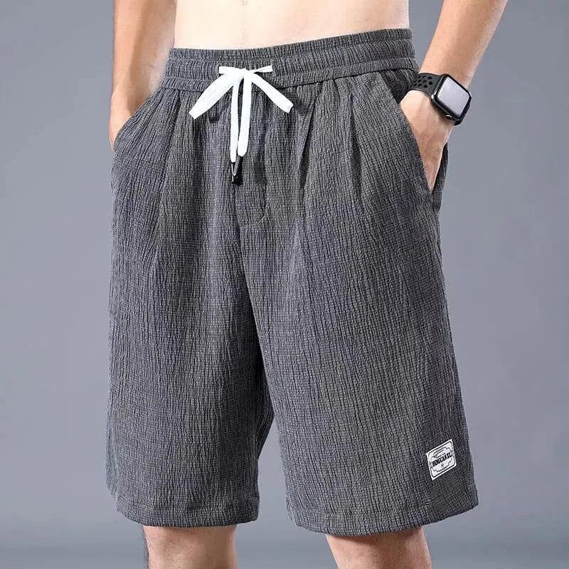 Lce Silk Shorts Men's Thin Sports Cropped Pants Loose Straight Leg Cool Breathable New Fashion Trend Casual XL-XXXL