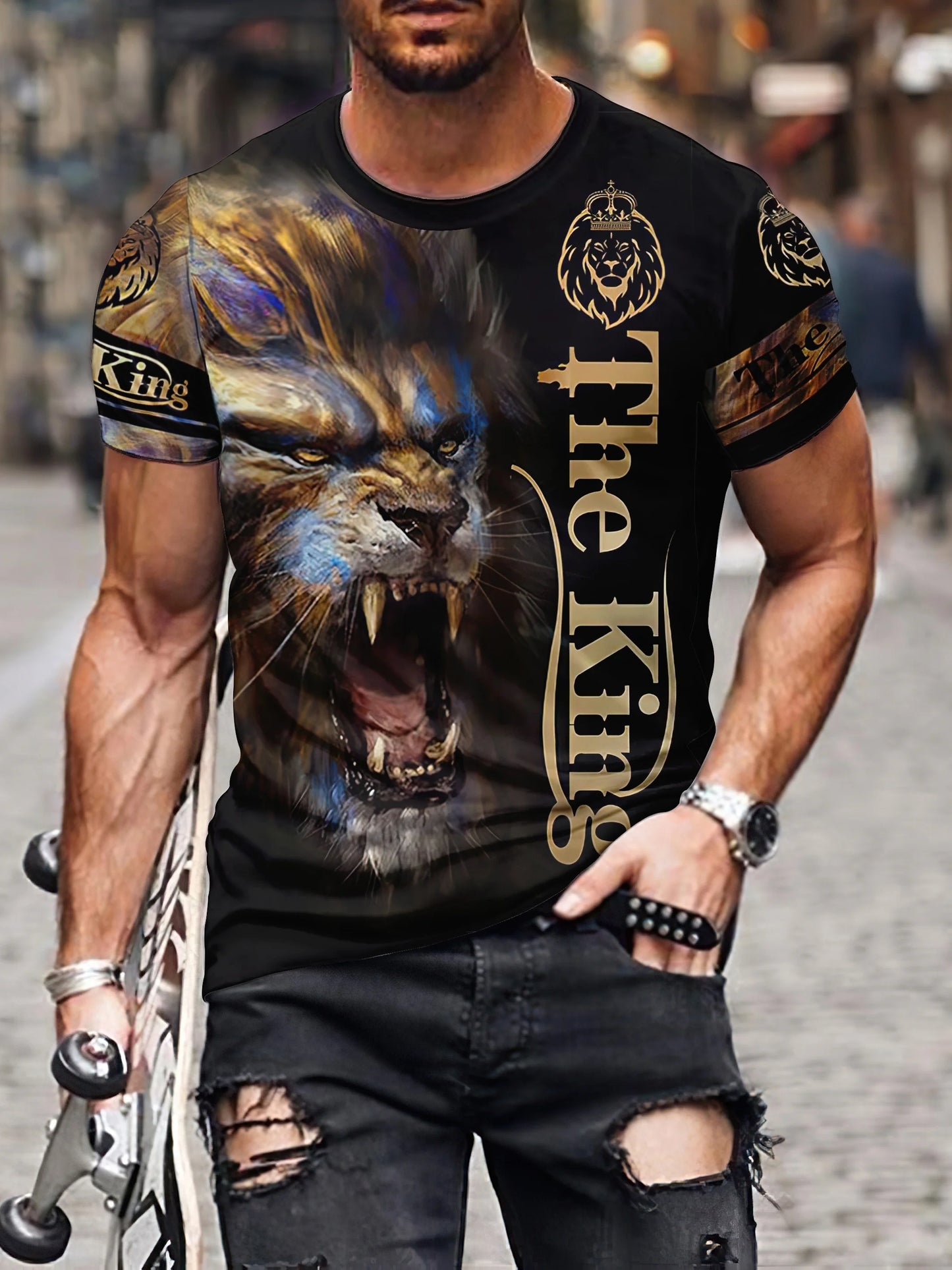 Fast Fashion - Lion Print Graphic T-Shirts