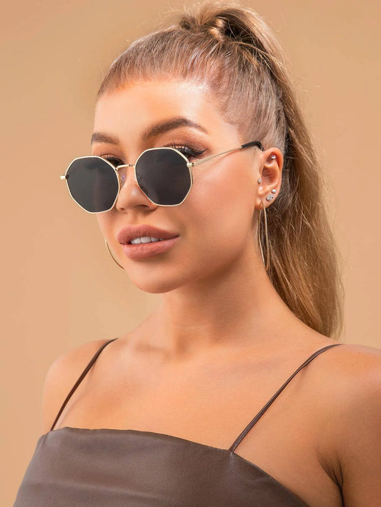 1PC Unisex Fashion Metal Geometric Frame Sunglasses For Driving Street Photography Parties And Beach Trips Accessories