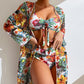 Swimming Suit Long Sleeved Top Split Three Piece Set with Printed Sexy Swimsuit for WOMEN'S Bikini New Bikini