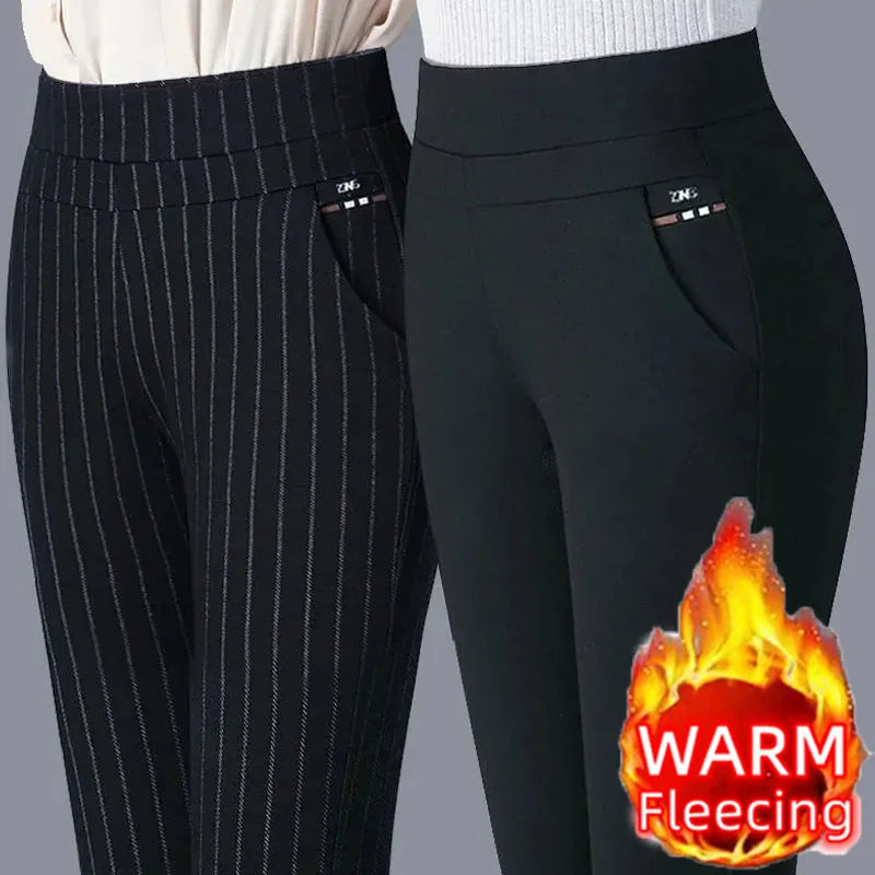 HQ Slim Pinstripe Business Casual Trousers - Womens