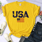 USA Letters American Flag Stars and Stripes Printed Women T-Shirts Street Hip Hop Tee Clothing Summer Breathable Tshirt Female