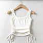 New Arrival Girls Casual Solid Colour Two Side Drawstring Vest Folds Shirring Sexy Tank&Camis