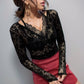 Black Long Sleeve Inner Wear Fashion Mesh Top Lace