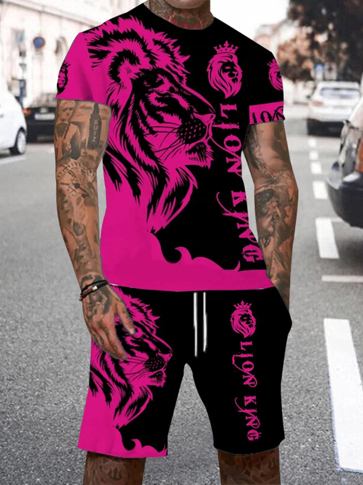 Fast Fashion - Lion Print Shirt & Shorts 2pc Set