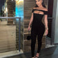 Hot Girl Slashed-Neck Slim-Fit Jumpsuit