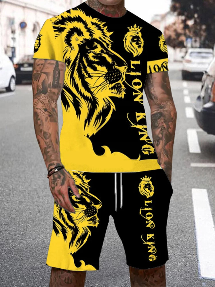 Fast Fashion - Lion Print Shirt & Shorts 2pc Set