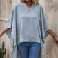 Summer Chiffon Shirt Loose Fashion V Neck Hem Short Sleeve