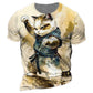 Y2K Samurai Wolf Graphic T-Shirts - Men