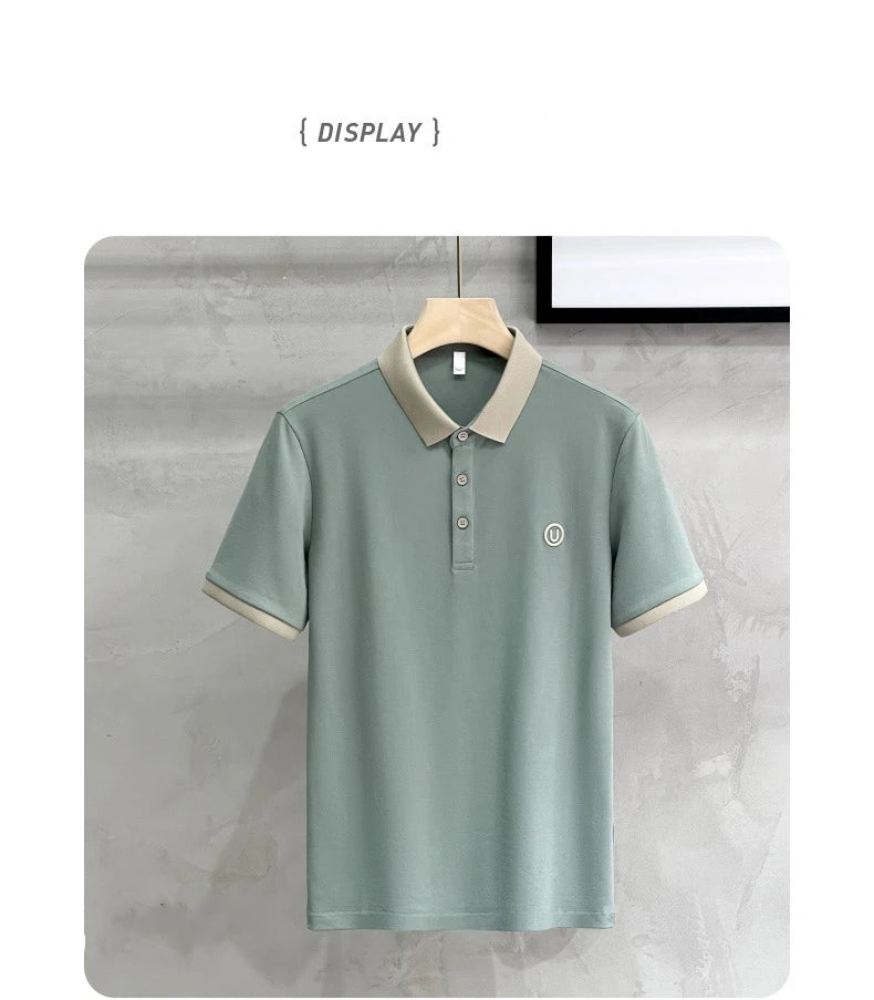 High quality short sleeve men's POLO shirt 2024 summer fashionable new gold thread embroidery top breathable casual T-shirt