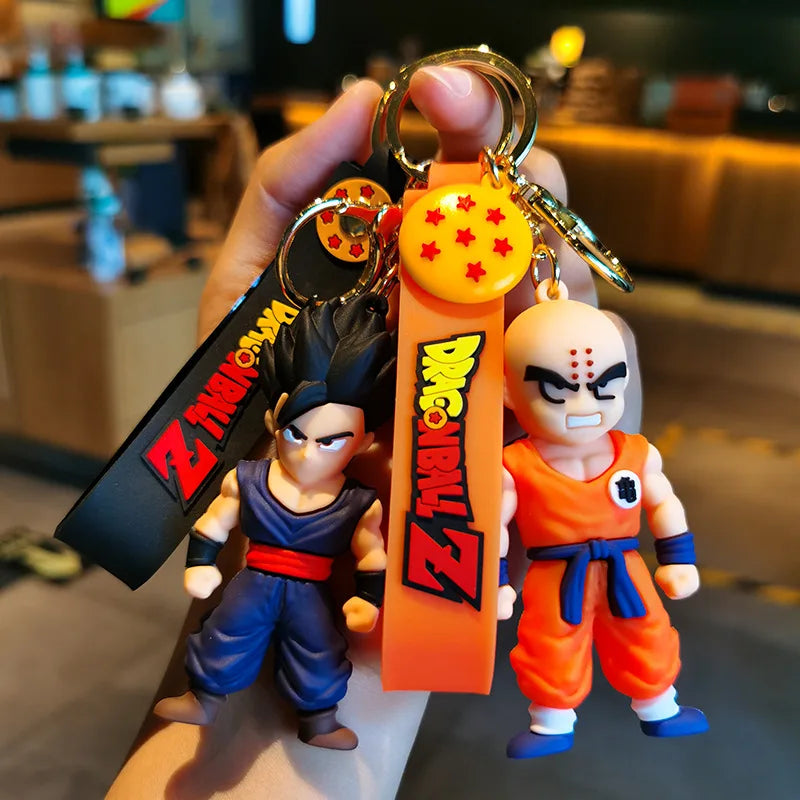 Anime Dragon Ball Keychain Fashion Jewelry Son Goku Vegeta Piccolo Action Figures 8CM PVC Key Ring for Men Women Bag Pendant