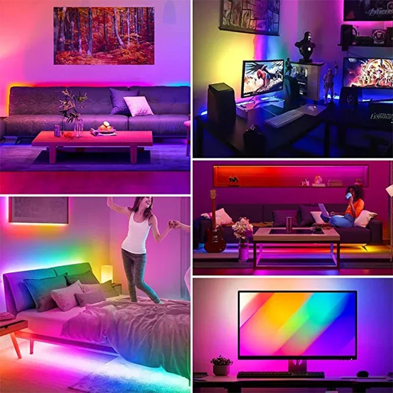 LED Strip RGB 5050 WS2812b Bluetooth App Control Chasing Effect Lights Flexible Tape Diode Ribbon TV BackLight Bedroom Decorate