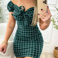 Summer dress sexy package buttocks short skirt of cross border grid print dress