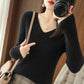 Casual Women Sweater 2023 Autumn Winter Warm Basic Top  V--neck Spring Bottoming Shirt Long Sleeve Fashion Korean Knit Pullovers