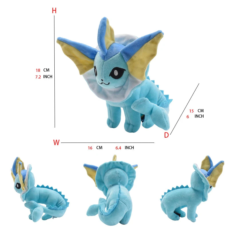 Vaporeon Stuffed Plush Doll Toy 18CM Pikachu Eevee Glaceon Leafeon Umbreon Espeon Jolteon Flareon Pet Elves Gift