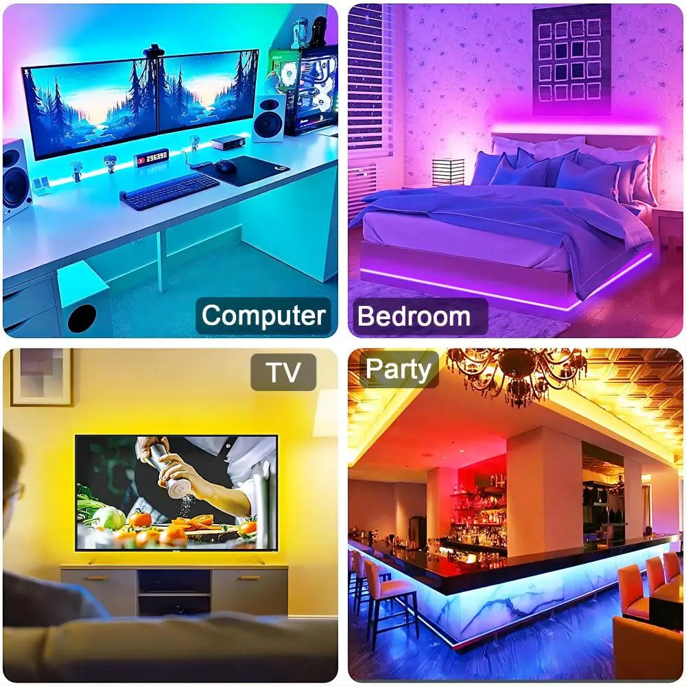 LED Strip RGB 5050 WS2812b Bluetooth App Control Chasing Effect Lights Flexible Tape Diode Ribbon TV BackLight Bedroom Decorate