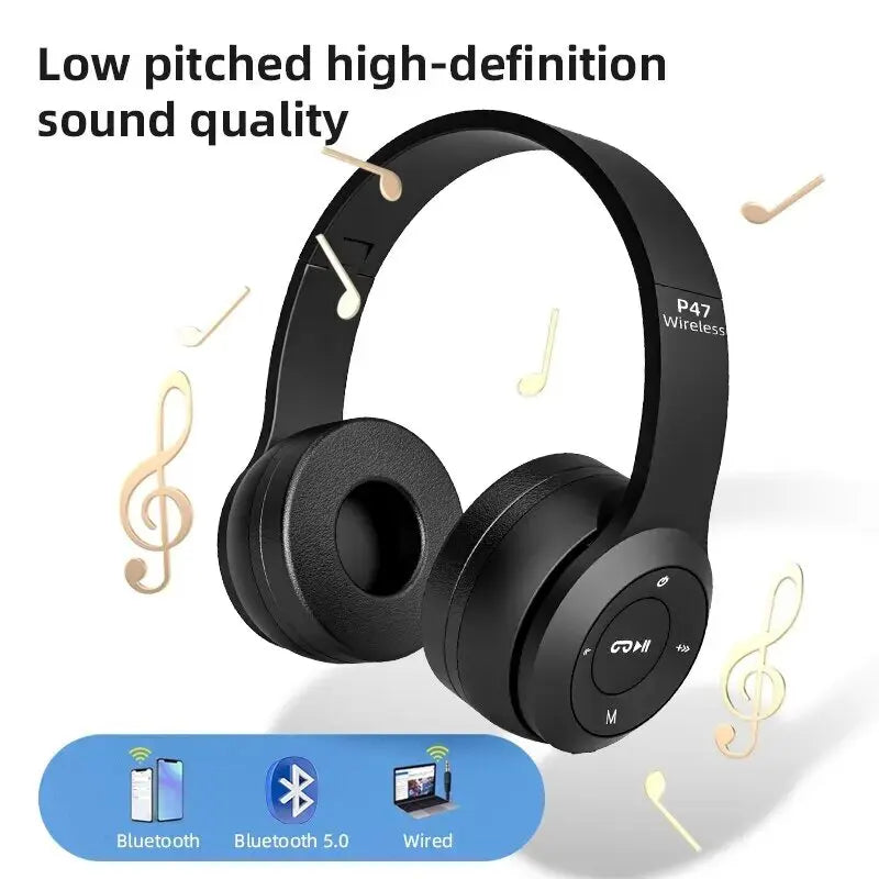 P47 Wireless bluetooth headphone With Mic Noise Cancelling Headsets Stereo Sound Earphones Sports Gaming Headphones Supports PC