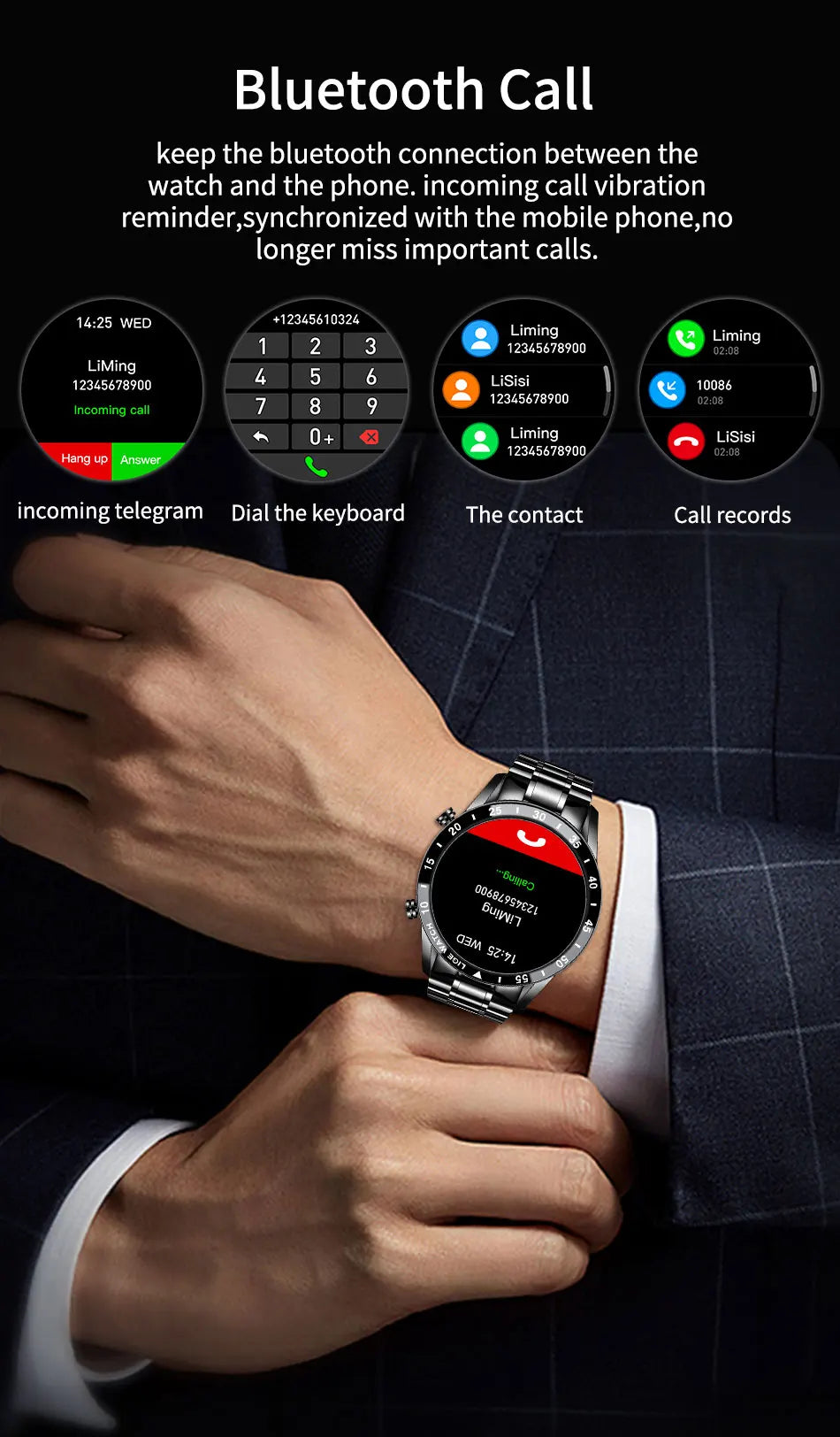 LIGE 2024 Smart Watch Full Circle Touch Screen Bluetooth Call Smartwatch Waterproof Sport Activity Fitness Watch+Box