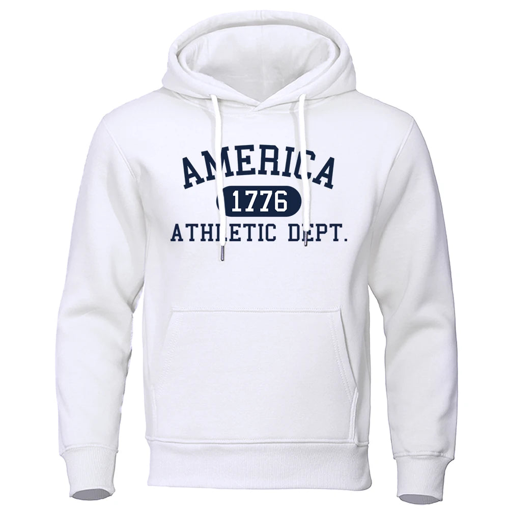 America 1776 Athletic Dept Letter Print Mans Hoodie