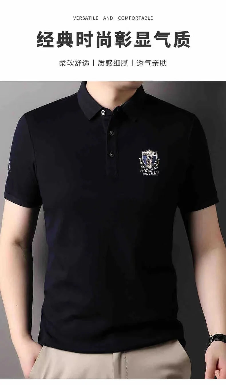 High end brand breathable cotton POLO shirt short sleeve men's 2024 summer exquisite letter embroidery fashion business T-shirt