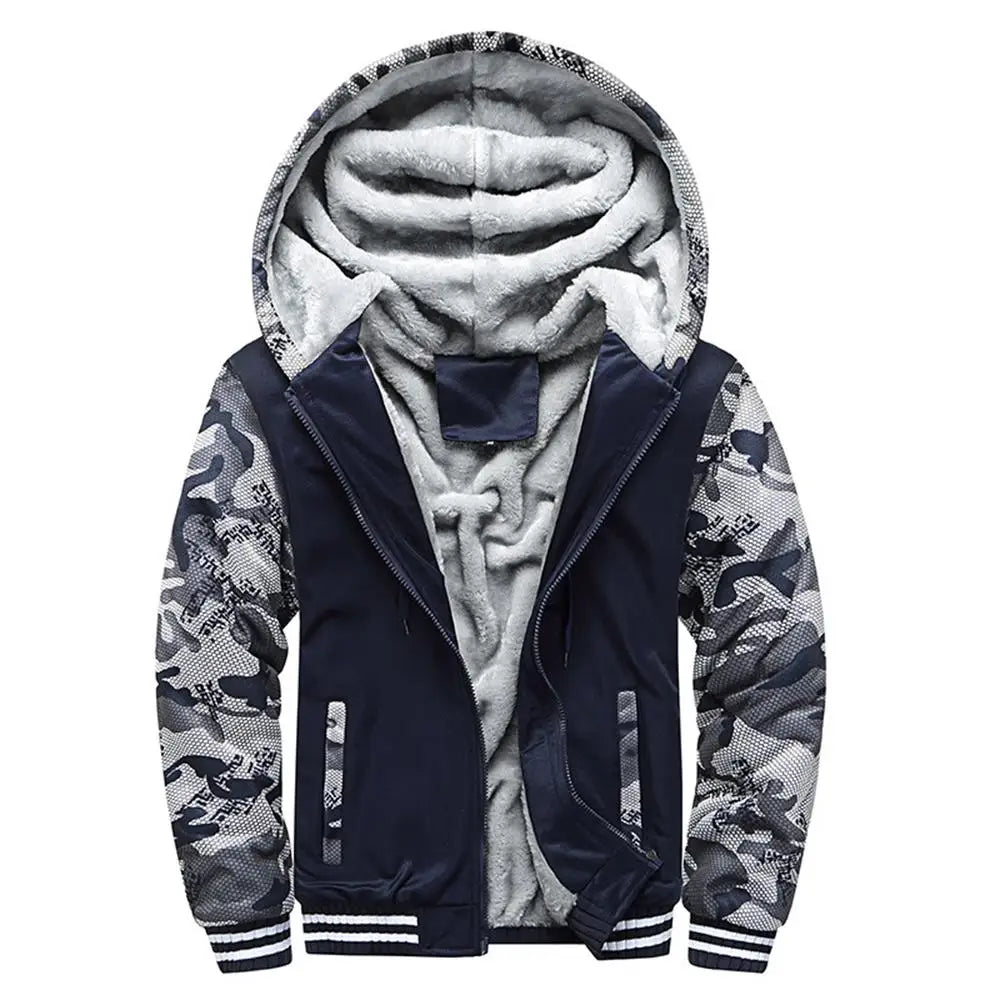 Men's Jacket Camouflage Thicken Winter Jackets for Men Fleece Long Sleeve Coat Man Casual Hoodies Streetwear Men's Coats