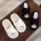 1pc Plus Size Lady Flat Fashion Trend Sweat-Absorbant Anti-Od Open Toe Cross Plush Fluffy Fur Home Slippers for Women