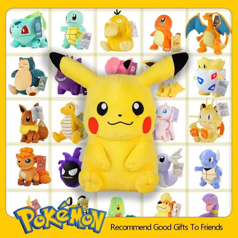 Original Pokemon Pikachu Plush Stuffed Animal Toy Eevee Mew Cubone Psydusk Lapras Gengar Charizard Peluche  Doll Gift For Kids