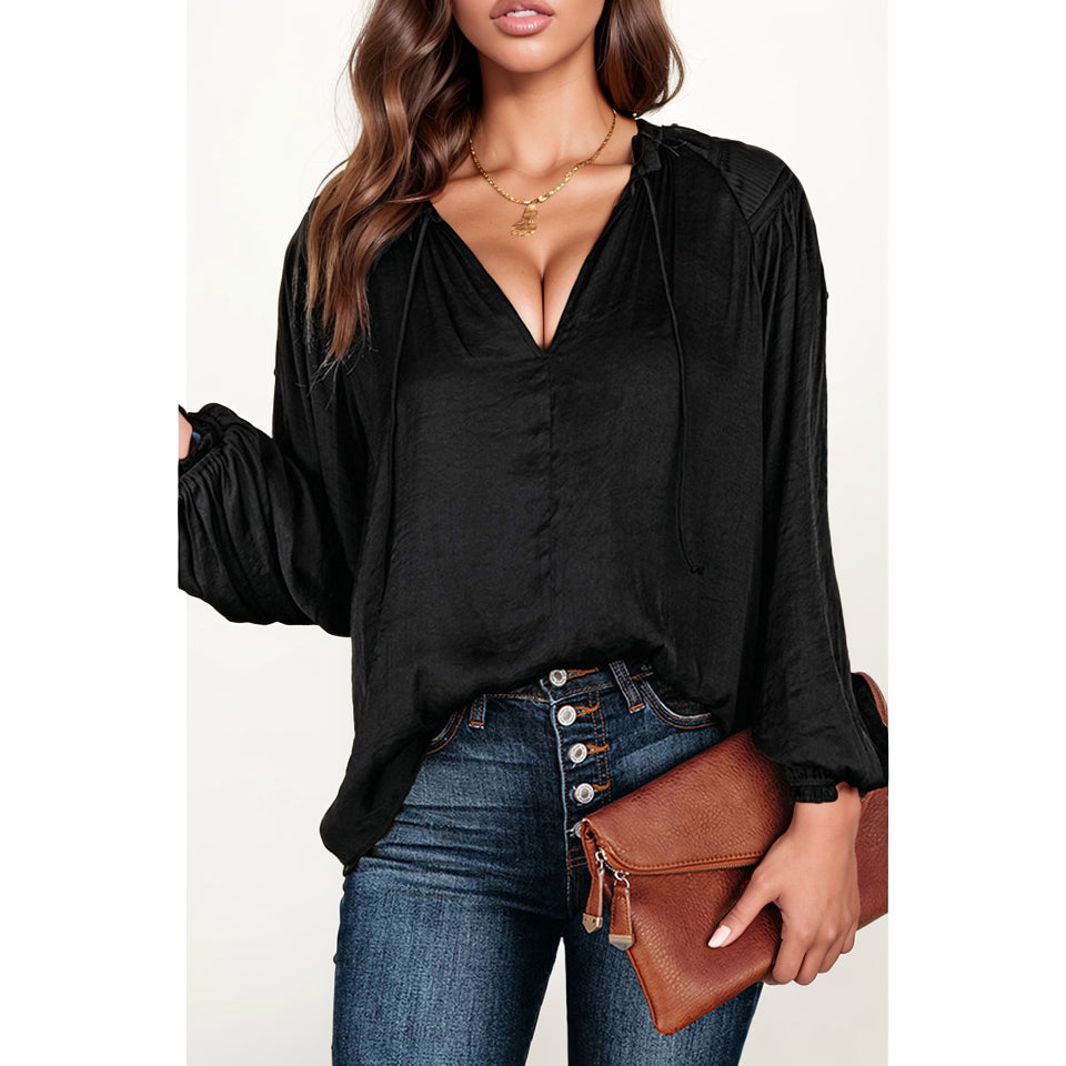 2024 Fashion Thin V-neck Long Sleeves T-shirt Female Fall and Winter New Arrival Casual All-Matching Fashion Pullover Bottoming Shirt Tops