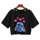 Stitch Graphic Crop Tops - Women's