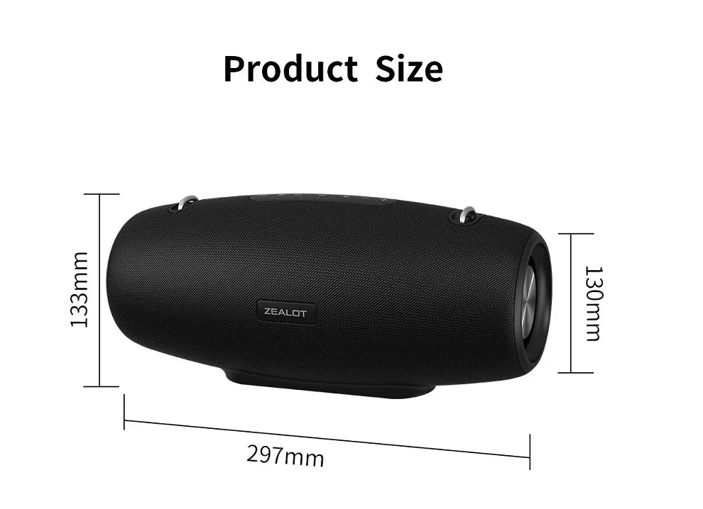 ZEALOT S67 60W Portable Bluetooth Speaker Outdoor Party Speaker Big Loud Speaker Excellent Bass Performace 3D Speaker