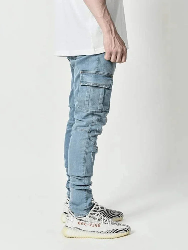 Demi-Denim Casual Cargo Pants