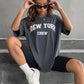 Hirsionsan Oversized Letter Graphic T-shirt Women 2023 Summer Soft O-neck Short Sleeve Tees Female Casual Loose Higt Street Top