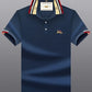 High end mercerized cotton lapel color matching short sleeve polo shirt Men's 2023 popular brand embroidery casual Paul T-shirt