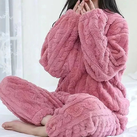 HQ Velvet Ribbed Fleece Pajama Set - 2pc