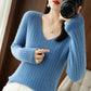 Casual Women Sweater 2023 Autumn Winter Warm Basic Top  V--neck Spring Bottoming Shirt Long Sleeve Fashion Korean Knit Pullovers