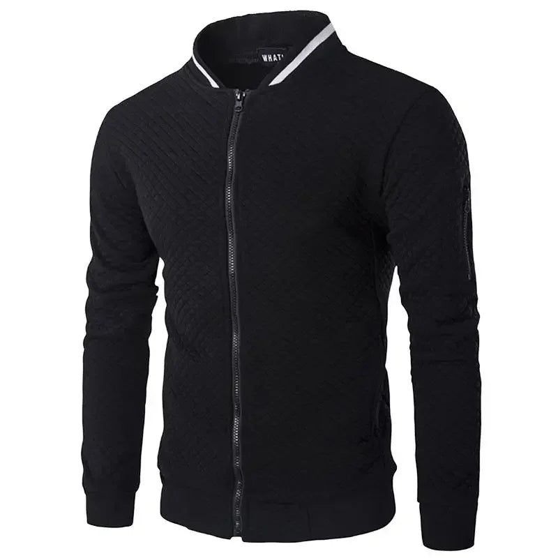 2024 New Men's Fashion Casual Baseball Coat Windproof Cycling Sports Jogging Solid Color Zipper Long Sleeve Thin Jacket