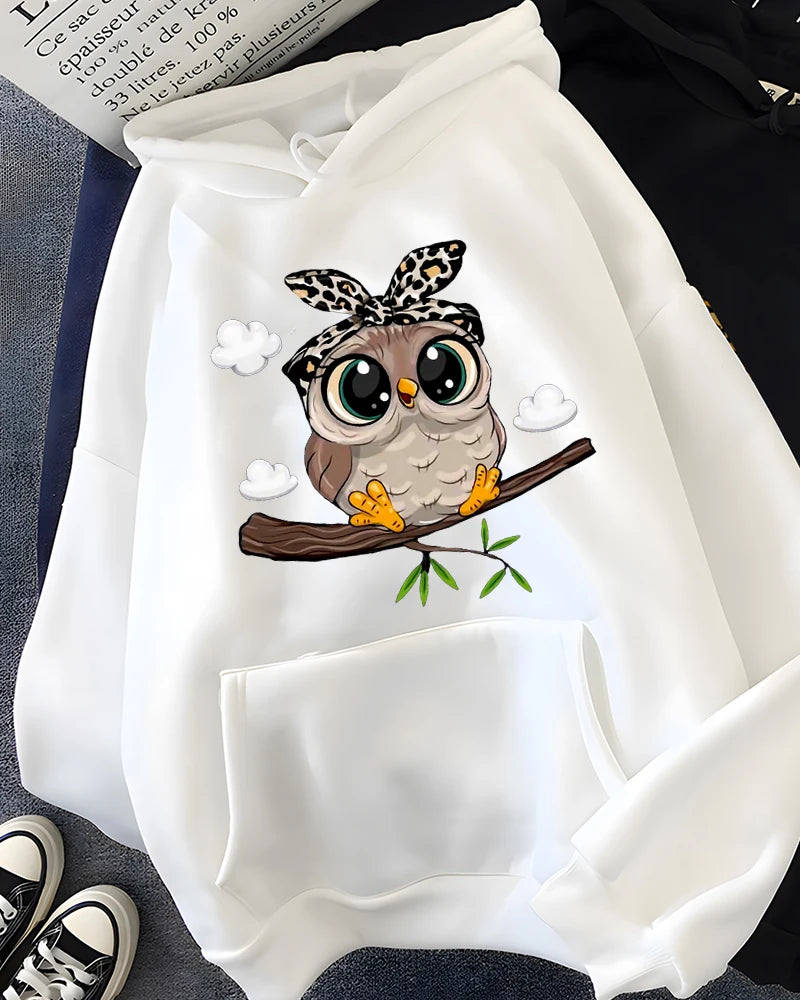 Y2K Kawaii Owl Print Hoodie